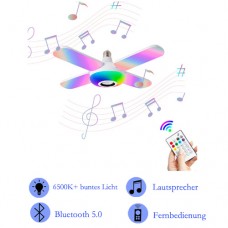 50W RGBW E27 LED Klappbar Bluetooth Musik Glühlampe mit Lautsprecher & Fernbedienung
